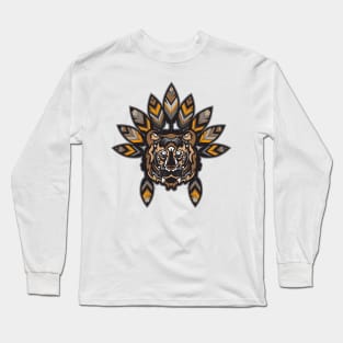 Tiger Head With Indian Feathers Ready Long Sleeve T-Shirt